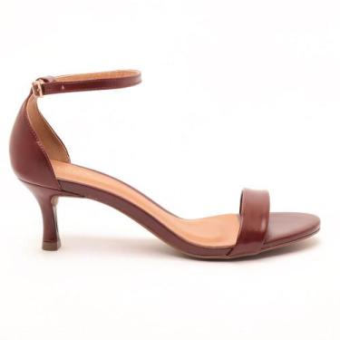 Imagem de Sandália Sapato da Corte Salto Baixo Fino Gisele, S vinho, 36