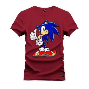 Imagem de Camiseta Plus Size Premium Estampada Sonic - Nexstar, Bordô, G2