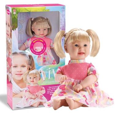 Imagem de Boneca Vivi Bebê Loira Menina Brinquedo Infantil Conta Frases - Bambol