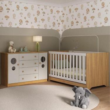 Imagem de Berço Americano 3 em 1 com Cômoda 2 Portas 4 Gavetas Pirulito Multimóv