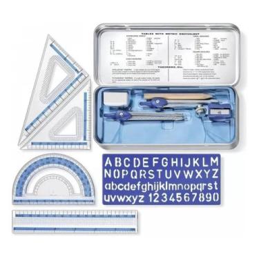 Imagem de Conjunto Geométrico Escolar 10 Peças Staedtler 557 Régua Compasso