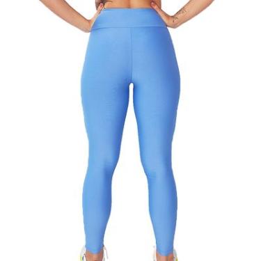 Imagem de Calça Legging Fitness Day by Day Azul Celeste Delfit Cós Alto Confortável