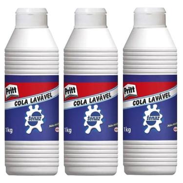 Imagem de Cola Líquida Branca Escolar Pritt 1kg 3 Unidades - Tenaz