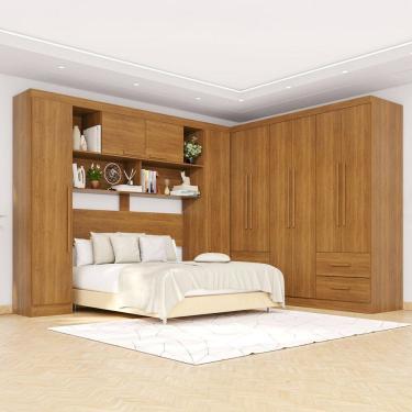 Imagem de Guarda-Roupa Casal Modulado Andorra 10 Portas 4 Gavetas Cinamomo - Pnr Móveis