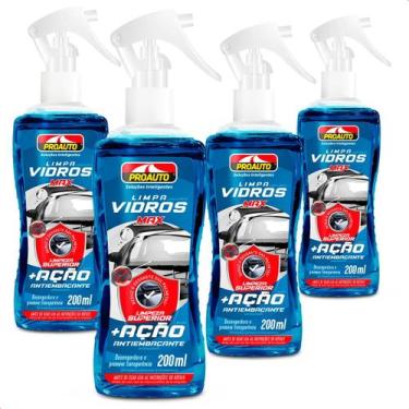 Imagem de Kit 4 Limpa Vidros Automotivo Antiembaçante Proauto 200ml
