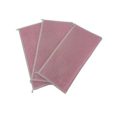 Imagem de Pano Rosa Multiuso kit 3 Aramado Metalico Cozinha Fio Prata - Compre D