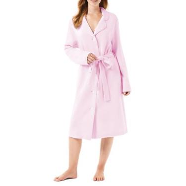 Imagem de Roupão Feminino Abotoado com Viés Rosa Lohe, Rosa, M