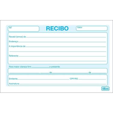 Imagem de Recibo Comercial Tilibra sem Canhoto Pequeno em Papel Tamanho 21 X 10,5 cm Bloco com 50 Unidades