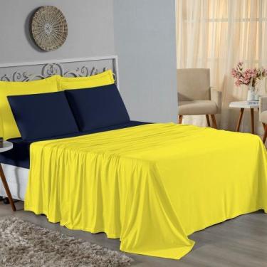 Imagem de Jogo de Cama Casal Nobre 4 Peças Lençol com Elástico de 30cm de Altura