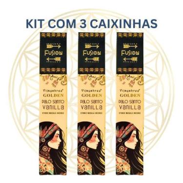Imagem de KIT Com 3 Incensos Indiano Golden Nag Linha Fusion Varetas, 3X Palo Sa