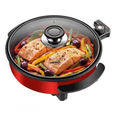 Imagem de Panela Elétrica Multiuso Lenoxx 2,5L 1250W com Controle de Temperatura Tampa de Vidro Vermelho 220V