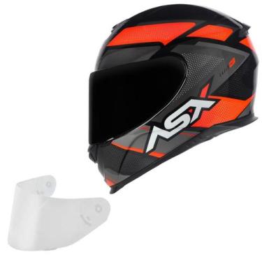 Imagem de Capacete Masculino Asx Eagle Fast Vermelho Moto Viseira Fume, Preto Ve