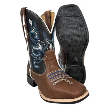 Imagem de Bota Texana Masculina Caminhos da Roça Bico Quadrado Couro Chocolate P