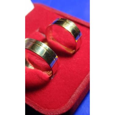Imagem de Alianças 18 Kilates Retas Noivado e Casamento 10 Gramas 8 mm - Ouro 18