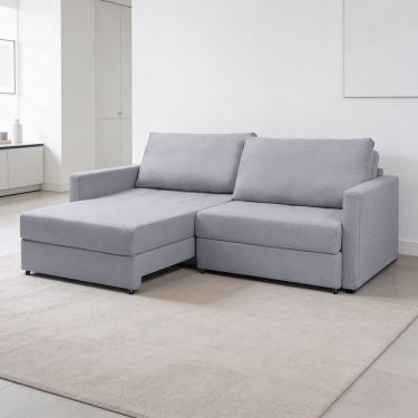 Imagem de Sofá 3 Lugares Retrátil Reclinável com Baú 200cm Maiorca K01 Linho Cinza - Lyam Decor