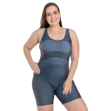 Imagem de Maiô Macaquinho Trinys 3624 Estampado Plus Size SL2663 Feminino, Preto