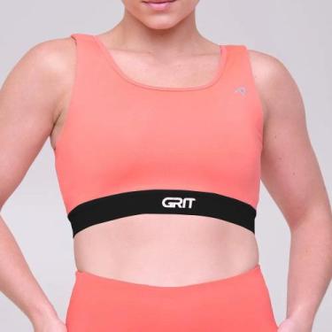 Imagem de Top Authen Grit Bossa Reto C/ Bolso - feminino - coral e preto, Coral,
