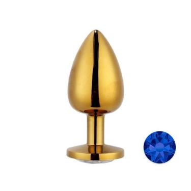 Imagem de Plug Anal Dourado Com Joia Na Base Sex Toy - MEAME, MPA1302-P AZUL ESC