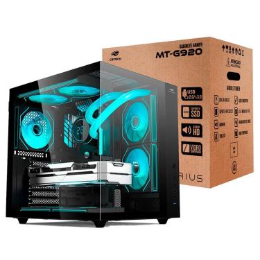 Imagem de Gabinete Gamer Aquarius MT-G920BK Mid Tower ATX em Aco com Vidro Temperado Preto C3tech