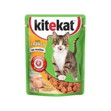 Imagem de Ração Úmida para Gato Adulto Sachê Kitekat - Frango ao Molho 70g