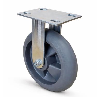 Imagem de Rodízio Fixo Industrial 8x2 220kg Roda Termoplástica Macia Silenciosa Cinza