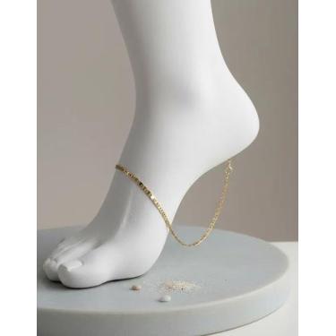 Imagem de Tornozeleira Ouro 18k 750 Feminina Piastrine 1,3 25 Cm Dourado-escuro 
