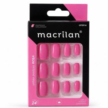 Imagem de Unhas Postiças Macrilan Rosa 24 Unidades Up201a
