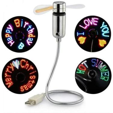 Imagem de Ventilador USB RGB LED Programável Com Pescoço Flexível Para Mensagens