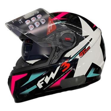 Imagem de Capacete Moto Fechado FW3 GTX STAR Cor:Azul Turquesa com RosaTamanho:5