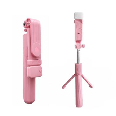 Imagem de Bastão de Selfie Tripé Draik EL-7003 com Luz LED e Controle Remoto 3V Rosa