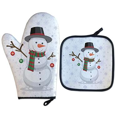 Imagem de Kit Luva Térmica de Natal Boneco de Neve Decoração Natalina cor:Branco