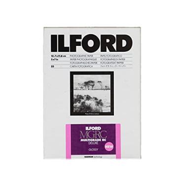 Imagem de Ilford Papel fotográfico Multigrade RC Deluxe preto e branco com superfície brilhante, tecnologia de emulsão e tonificação avançada (25 folhas)