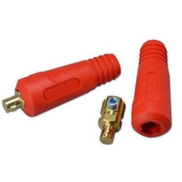 Imagem de RIVERWELD Conjunto de soquete conector de painel de cabo de soldagem TIG estilo jantar 200Amp DKJ10-25 2 pacotes vermelho
