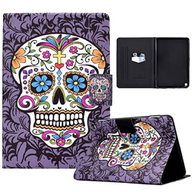 Imagem de Estojo para Kindle Fire HD 10/Fire HD 10 Plus Tablet 10,1 polegadas (11ª geração, lançado em 2021) Capa de couro PU fina com ativação automática para dormir-skull