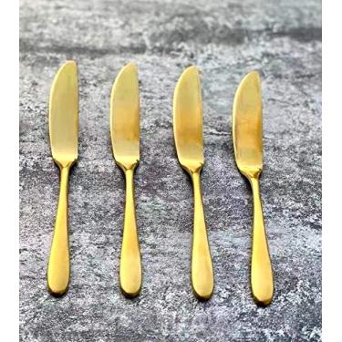 Imagem de Pretty Home Faca de Manteiga Fosca para Queijo, 4 Peças, Aço Inoxidável SUS 304# (S.S18/10), Faca de Patê para Café da Manhã (Ouro Fosco)