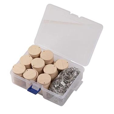 Imagem de DYNWAVE 100 Unidades de Madeira Artesanal em Chaveiros Discos Pré-perfurados Faça Você Fatias de, 1 buraco