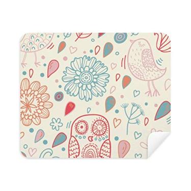 Imagem de Pano de limpeza de tela para telefone com estampa de flor de coruja, 2 peças, tecido de camurça