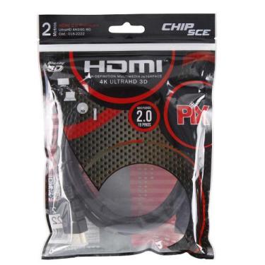 Imagem de Cabo Hdmi 2.0 - 4k, Ultra hd, 3d, 19 Pinos - 2 Metros Polybag