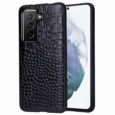 Imagem de Capa para Samsung Galaxy S22/S22 Plus/S22 Ultra, Capa de couro PU com estampa de cobra de crocodilo com proteção de câmera Slim Fit Hard Shell Capa à prova de choque, Preto, S22+ 6,5 polegadas