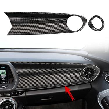 Imagem de FINMOKAL Fibra De Carbono Real Para Acabamento Da Tampa Do Painel Do Chevrolet Camaro 2016-2022 Co-Piloto Preto, Fibra De Carbono