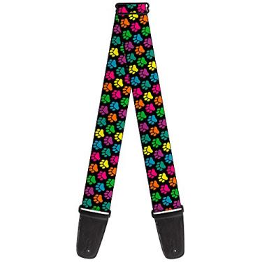 Imagem de Buckle-Down Alça de guitarra com estampa de pata preta multicolorida, 5 cm de largura