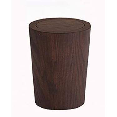 Imagem de Cestos de lixo para ambientes internos simples de madeira lixeira criativa home office hotel cesta de armazenamento de lixo lixeira de reciclagem lixeira 12l lixeiras, marrom preto, sem barril interno, Collec