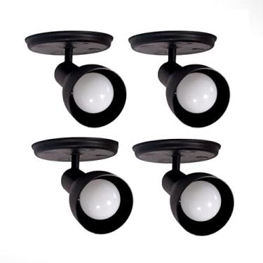 Imagem de Kit 4 Spots de Sobrepor 1 Lâmpada Direcionável Cor:Preto