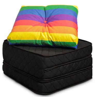 Imagem de Puff Multiuso 3 em 1 Solteiro Com Travesseiro em Suede - BF Colchões