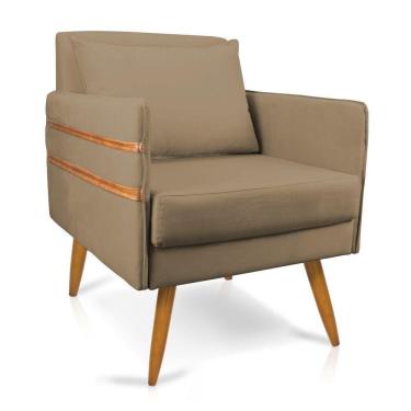 Imagem de Poltrona Mari Suede Marrom Rato Pés Palito Castanho