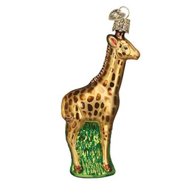 Imagem de Old World Christmas Ornamentos: Ornamentos soprados de vidro de animais do zoológico e da vida selvagem para árvore de Natal, girafa bebê