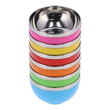 Imagem de 6 pçs/conjunto tigelas de cereais inquebráveis ​​tigela de aço inoxidável lava-louças segura sem bpa tigelas de sobremesa para servir sopa, aveia, macarrão e salada(13cm)