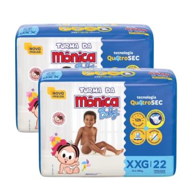 Imagem de Kit 2 Pacotes Fralda Descartável Turma da Monica Baby Econômica XXG, 44 uni Infantil