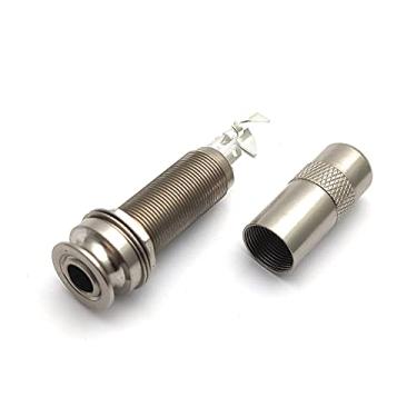 Imagem de SAPHUE Baixo de guitarra elétrica de latão 1/4 polegada conector de barril 44,5 x 16 cm cilindro de entrada/saída mono ativo longo roscado tomada peças e acessórios para guitarra