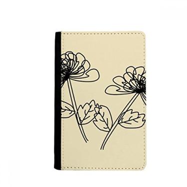 Imagem de Ilustração de linha de crisântemo desenhada à mão porta-passaporte Notecase Burse capa carteira porta-cartão, Multicolor
